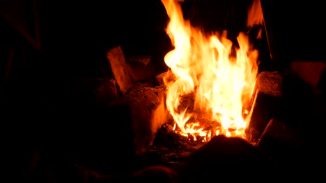 fuego ardiente en el horno