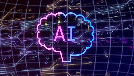 Animación-Del-Procesamiento-De-Datos-De-IA-Sobre-Una-Placa-De-Circuito-De-Computadora