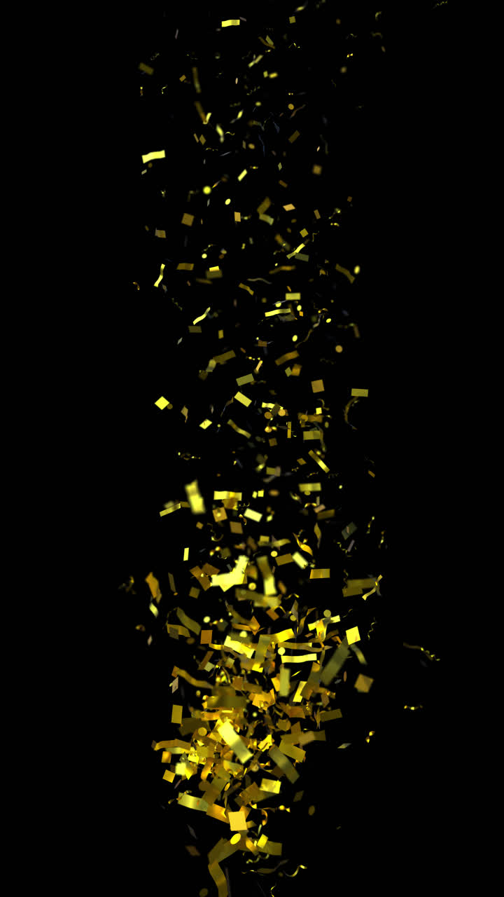 Golden Confetti and Streamers Exploding on Black Background | Premium ...