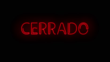 Flashing-Red-CERRADO-Spanish-CLOSED-neon-sign-on-and-off-with-flicker