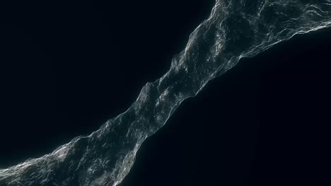 flujo de líquido como el agua gira en un remolino o un tornado. el flujo de líquido gira y forma un vórtice. remolino de agua que fluye en fondo oscuro. círculo de agua líquido en bucle en fondo negro