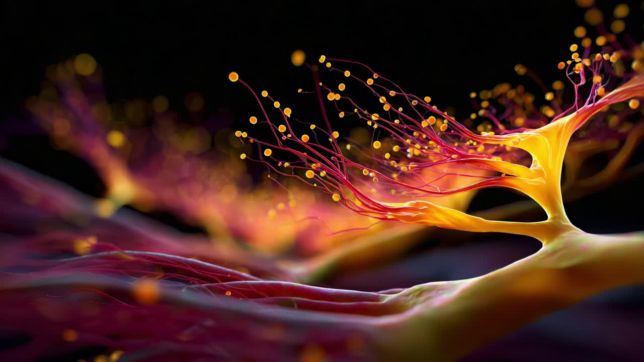 Exploring the Intricacies of Biological Structures: A Stunning View of Neuronal Connections and Synaptic Activity in Vivid Colors and Intricate Details