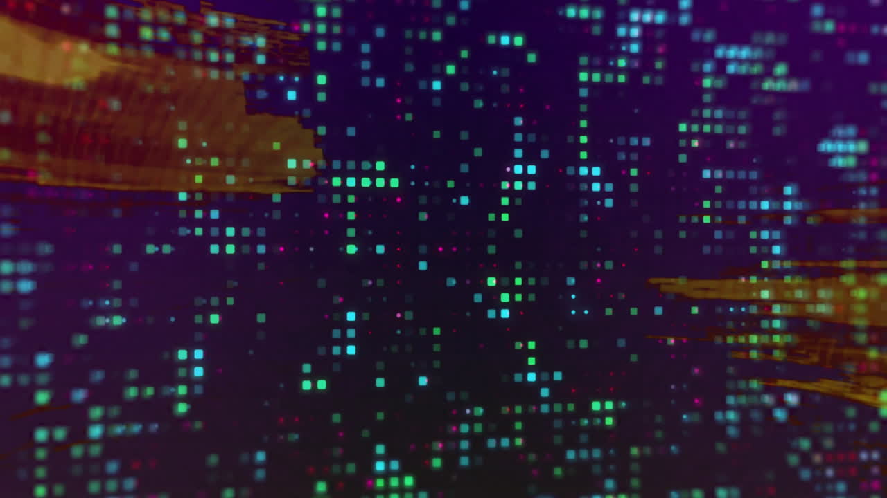 Animation of glowing neon lights moving over pattern background