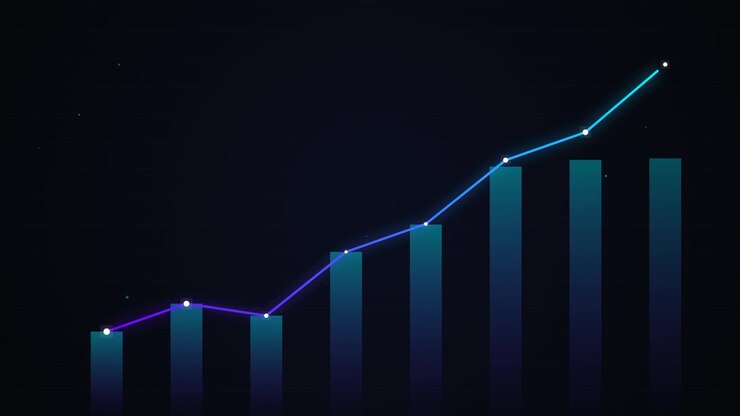 Animovaný sloupcový graf ukazující vzestupný trend růstu