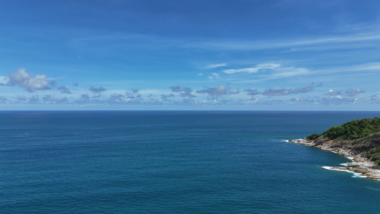 Ocean View Landscape with Blue Sky and Clouds