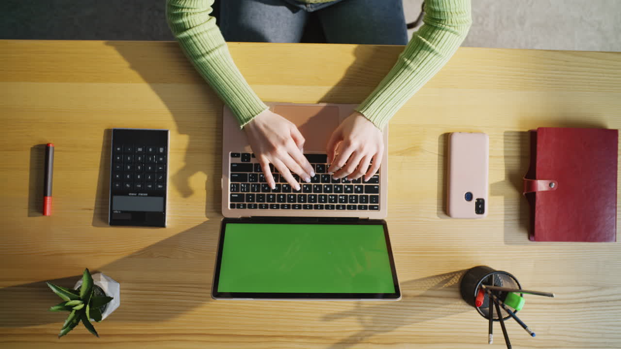 Unrecognizable woman working laptop in home closeup. Lady hands typing computer