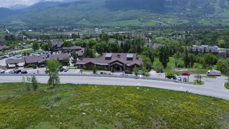 wolf creek lodge in eden, utah during beautiful summer - aerial