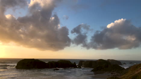 elephant head in bandon beach state park at the southern oregon coast taken from an overlook at sunset with beautiful clouds