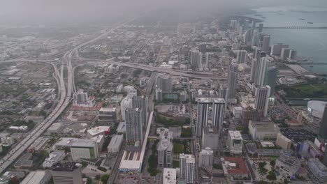 aerial overview of miami downtown