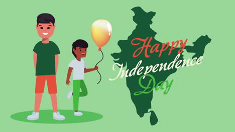 india celebration animation with boys in map