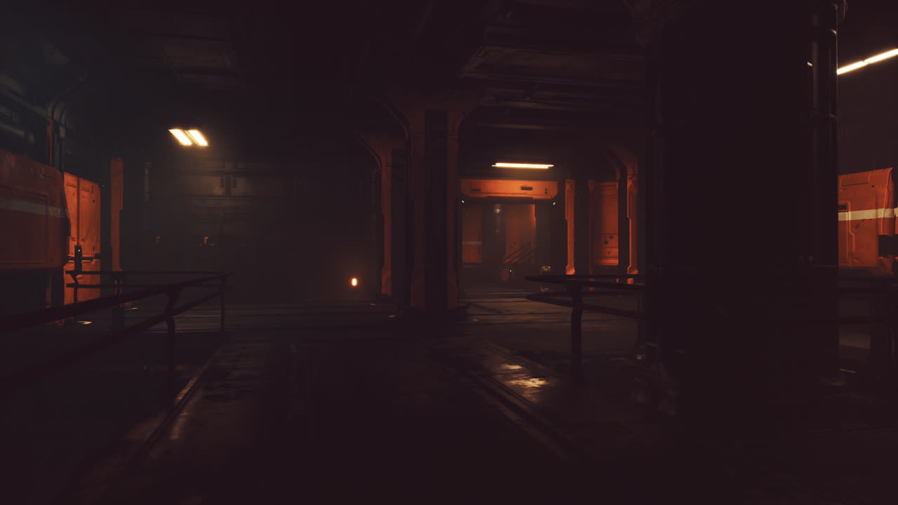 темный футуристический коридор