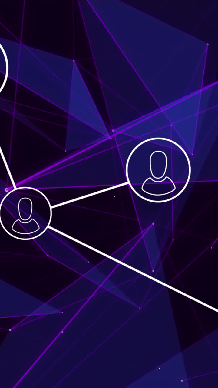 animación de la red de conexiones con las personas iconos sobre triángulos azules