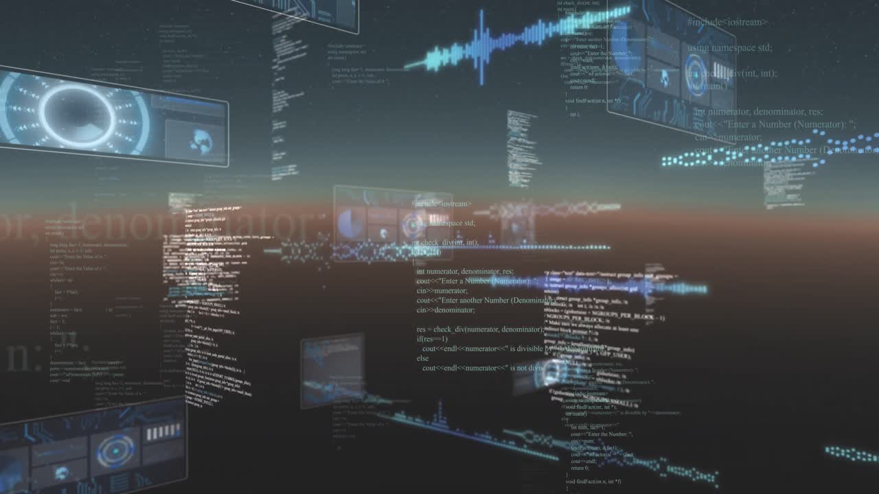 검은색 배경에 데이터 처리의 애니메이션