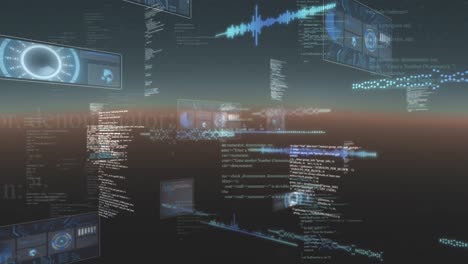 animación del procesamiento de datos sobre un fondo negro