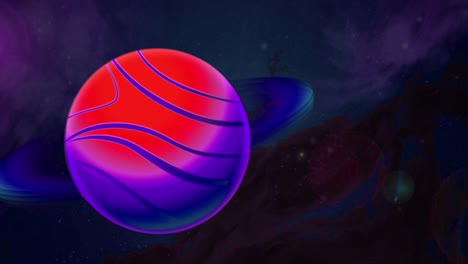 neon planet in a cosmic nebula