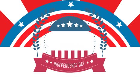 animation of independence day text over flag of american pattern