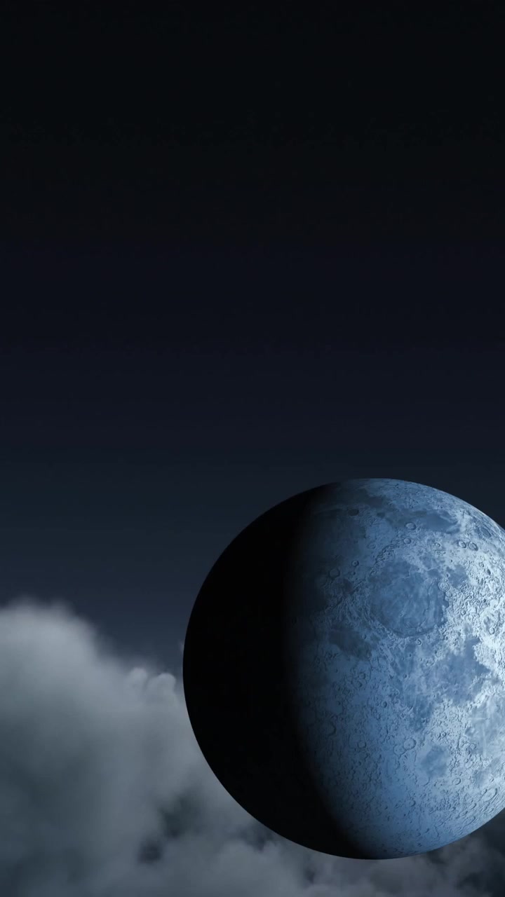 Animation of full moon over cloudy background