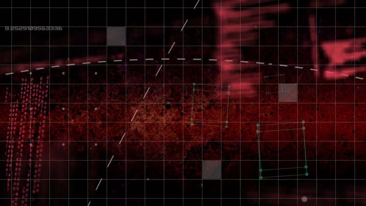 Animation of red data processing over grid