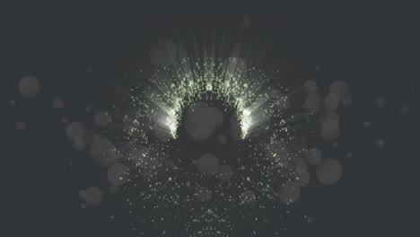 animation of glowing white particles moving in circular motion over spots of light, on black