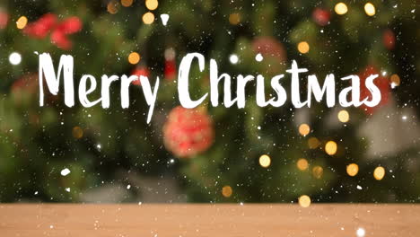 Animation-of-merry-christmas-text-over-snow-falling-with-christmas-decorations