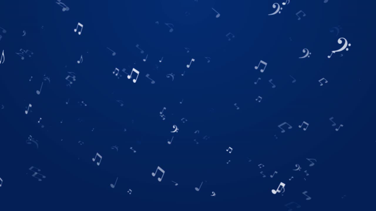 Musical notes flying up musical symbols music background treble clef and notes music video clip