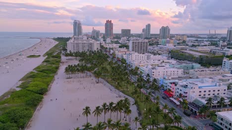 miami beach, drone cityscape of beach with recreation area