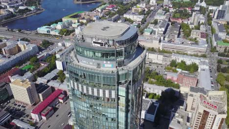 aerial view of a modern skyscraper in a city