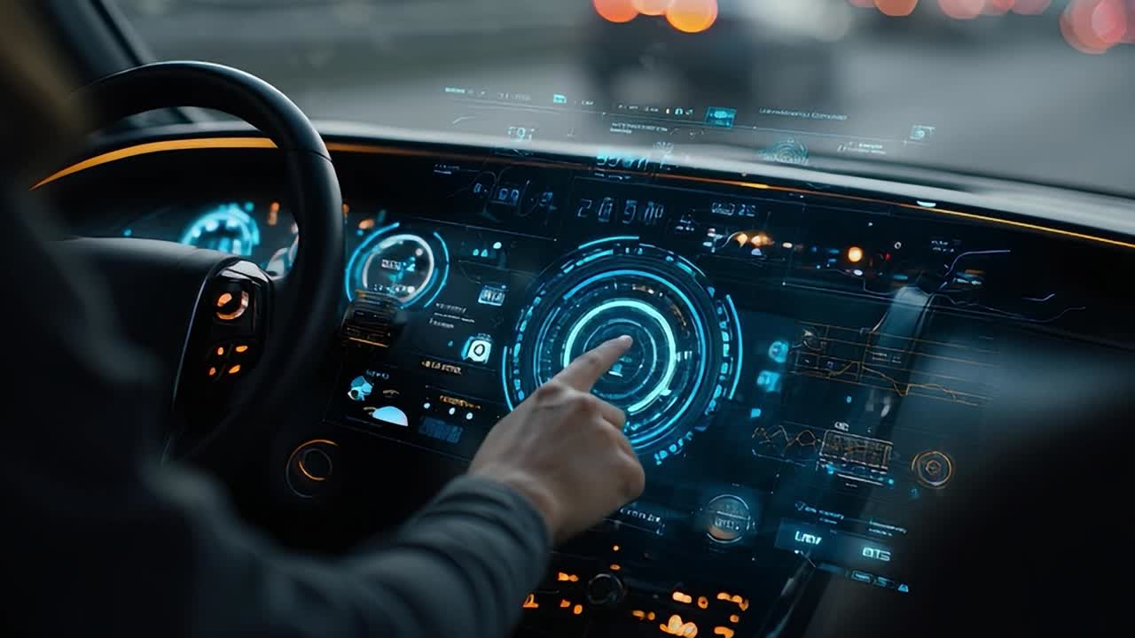 Display digitale avanzato del cruscotto in un moderno veicolo elettrico