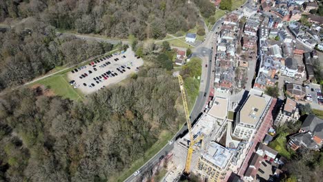 royal tunbridge wells kent uk aerial over building site tower crane