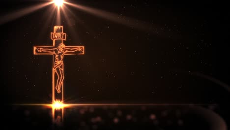 jesus christ on cross with golden light on black