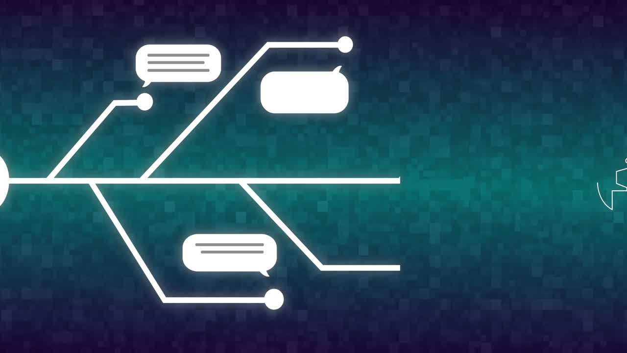 Animation of speech bubbles and ai chat over green background