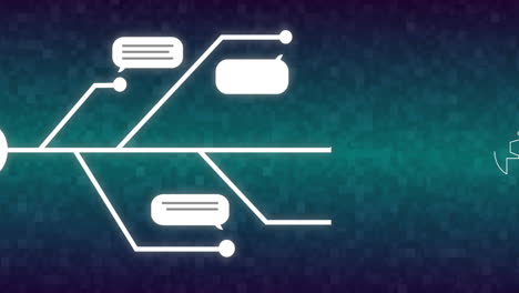 Animation of speech bubbles and ai chat over green background