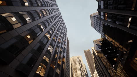 Below-view-on-the-skyscrappers-in-Chicago