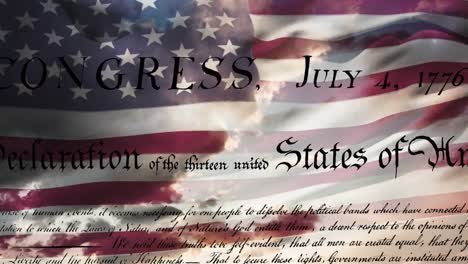 Declaración-Escrita-De-Independencia-De-Los-Estados-Unidos-Con-Una-Bandera