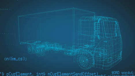 dibujo técnico de un camión con datos que caen