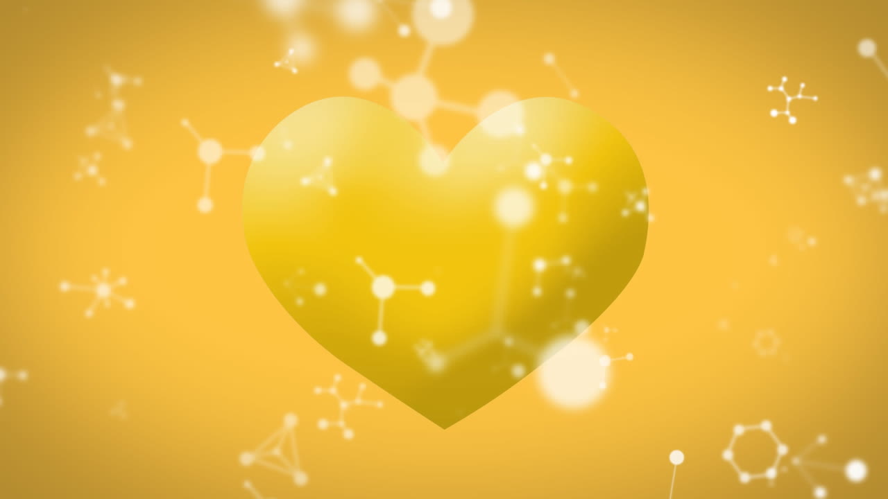 animación de redes blancas que se mueven sobre el emoji de corazón amarillo sobre fondo amarillo