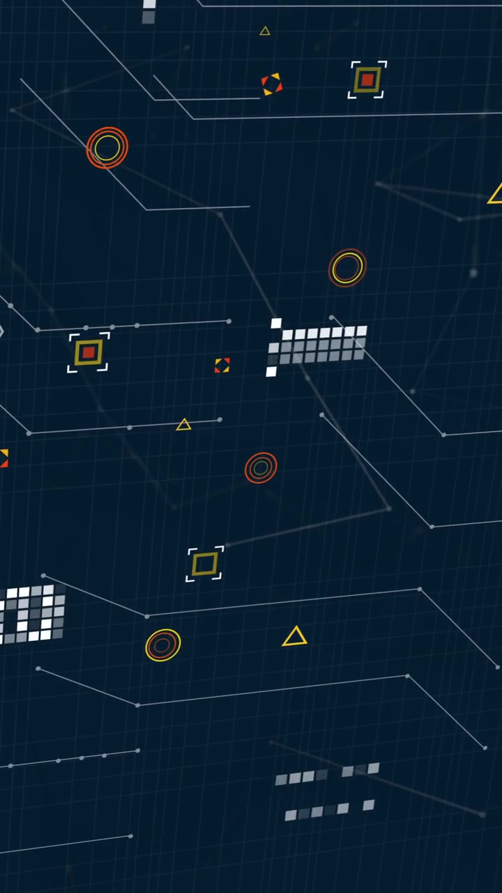 Animation of network of connections with data processing on black background