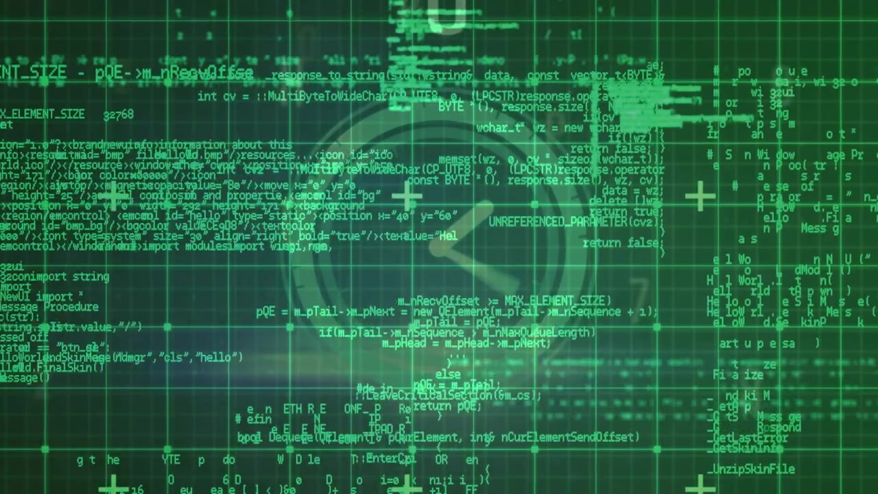 Animation of data processing on black background