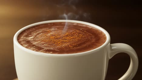 steaming hot chocolate in a white mug