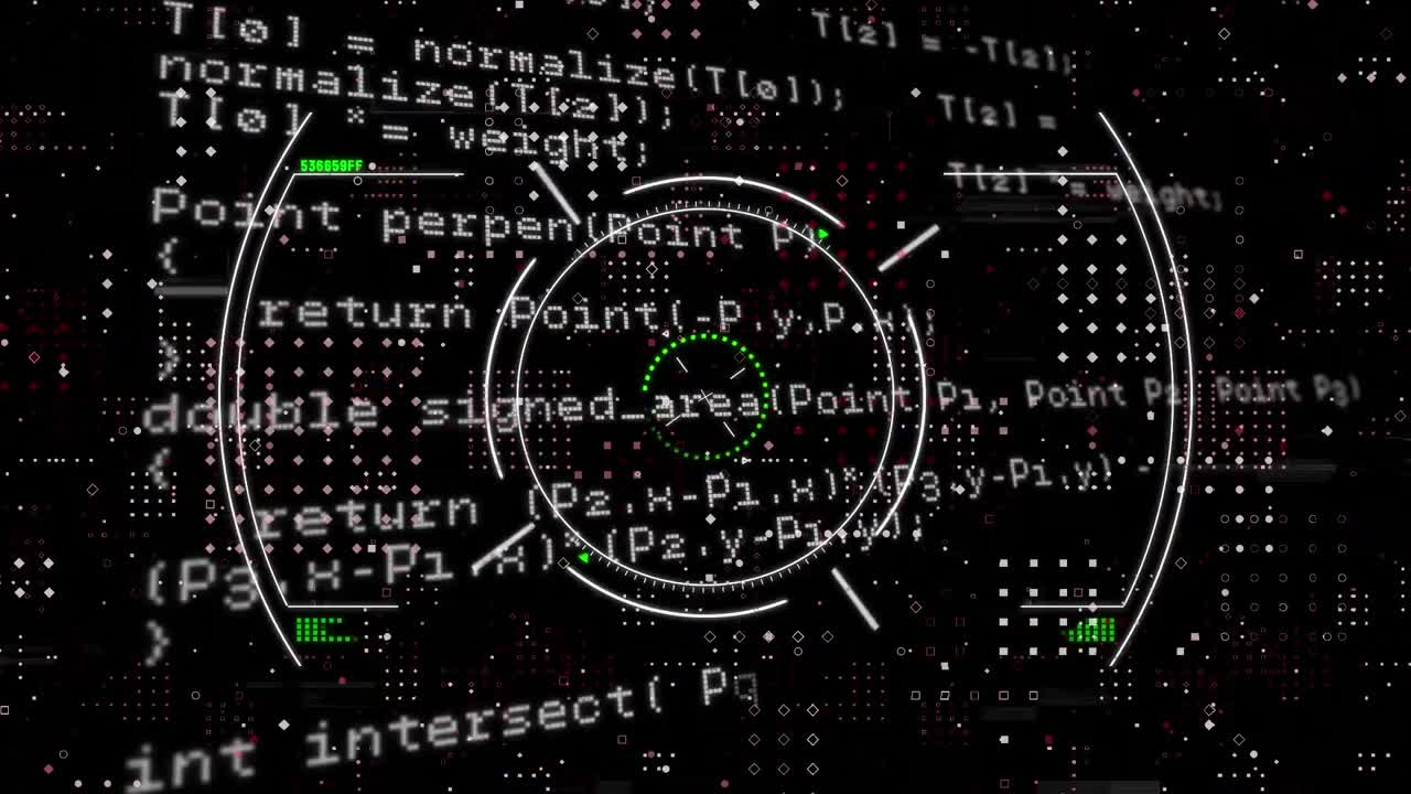 animatie van tekst, scherm met circulair kluisje en gegevens, op zwart