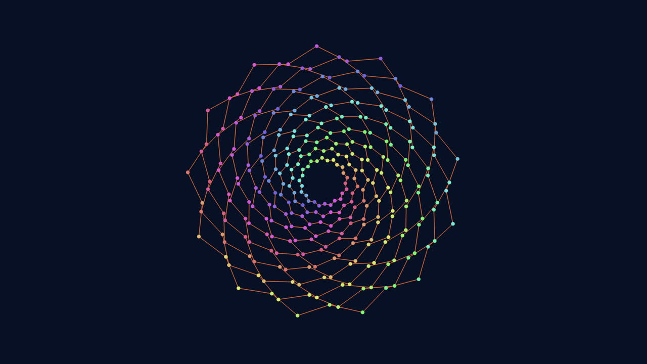 una red de araña brillante y colorida brilla en la oscuridad