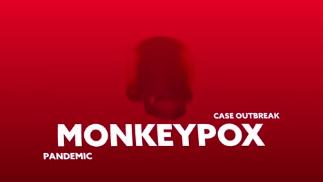 animation of monkeypox text and skulls over red background