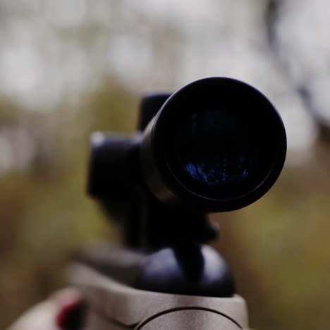 cazador con arma en el bosque