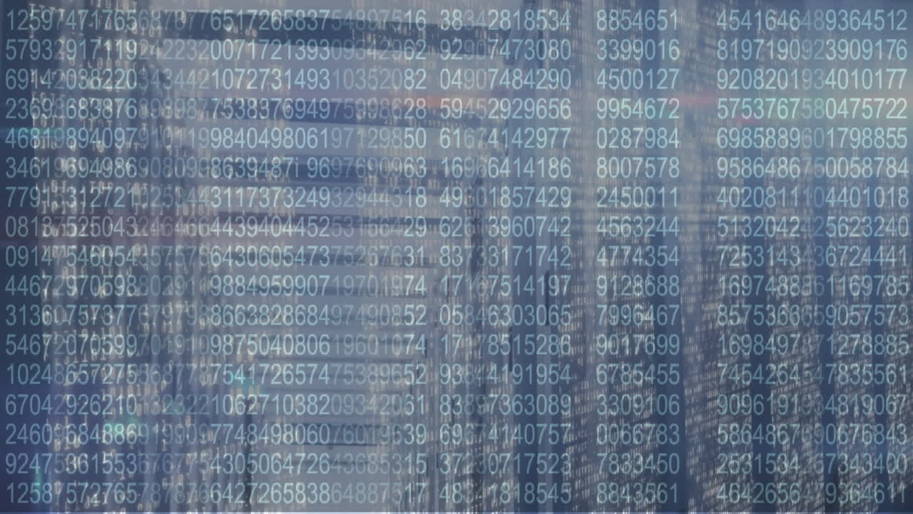 animación del procesamiento de datos a través de servidores informáticos