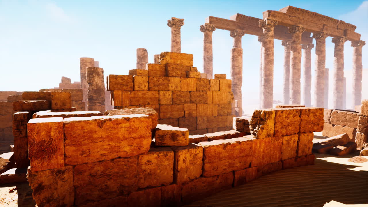 사막 에 있는 고대 유적 들