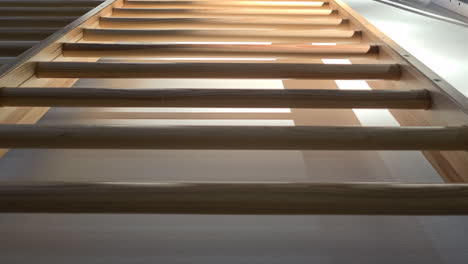 swedish wooden wall bars in school gymnasium