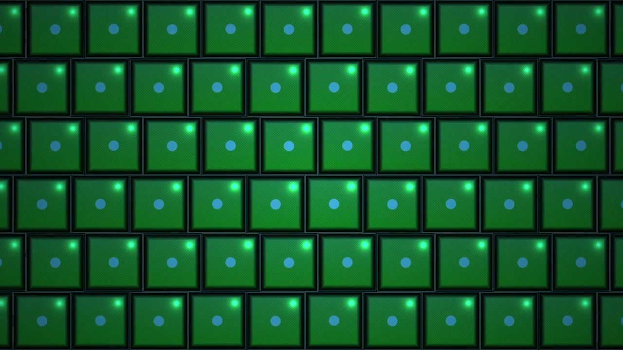 Seamless Loop of Abstract Green Squares with Moving Blue Dots