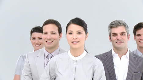 portrait of asian businesswoman and her team