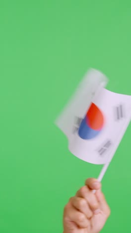 hand waving a pennant of a south korean national flag