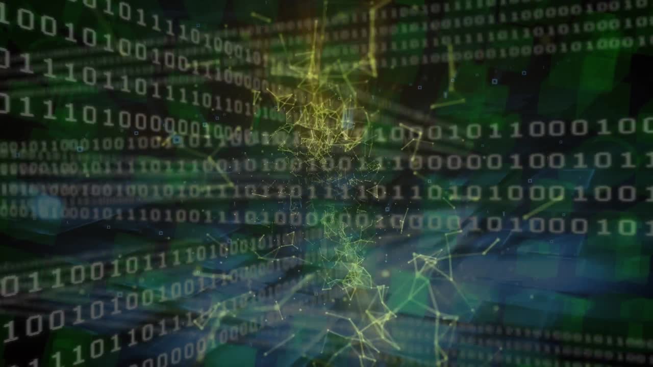 animação do processamento de dados sobre formas e pontos